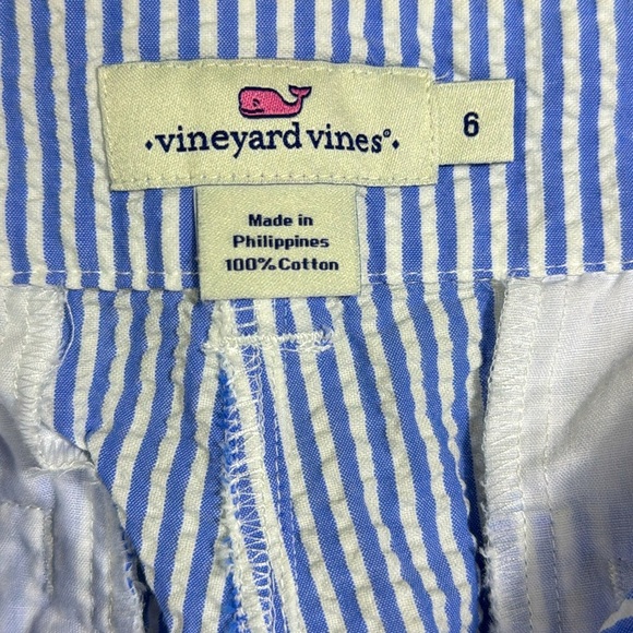 Vineyard Vines Women's Pants Sz 6 Blue White Striped 100% Cotton Cropped Summer - Picture 3 of 4